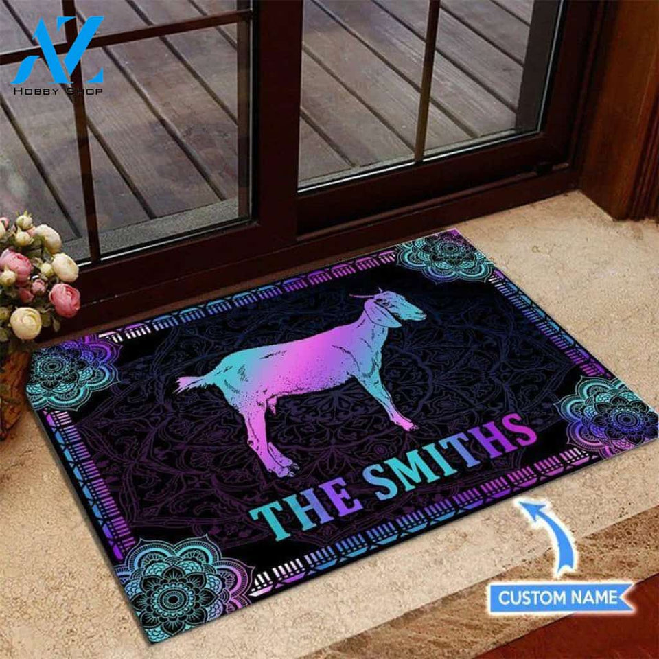 Goat Colorful Mandala Custom Doormat