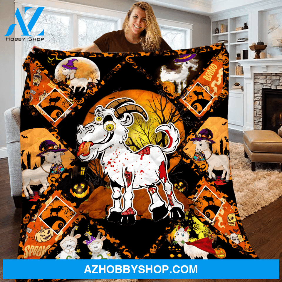 Goat Halloween Blanket Gift For Farmer On Halloween Goat Lover Home Decor Bedding Couch Sofa Soft And Comfy Cozy