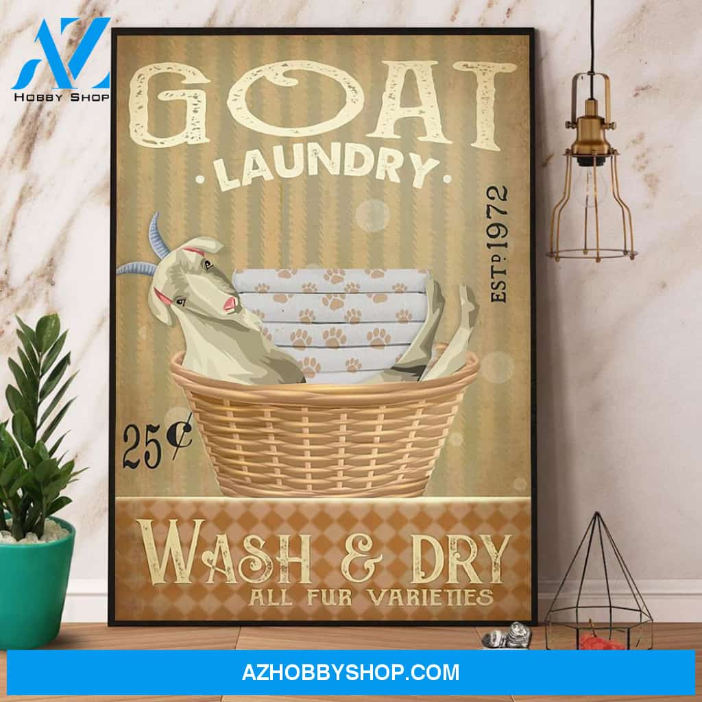 Goat Laundry Wash & Dry Canvas And Poster, Wall Decor Visual Art