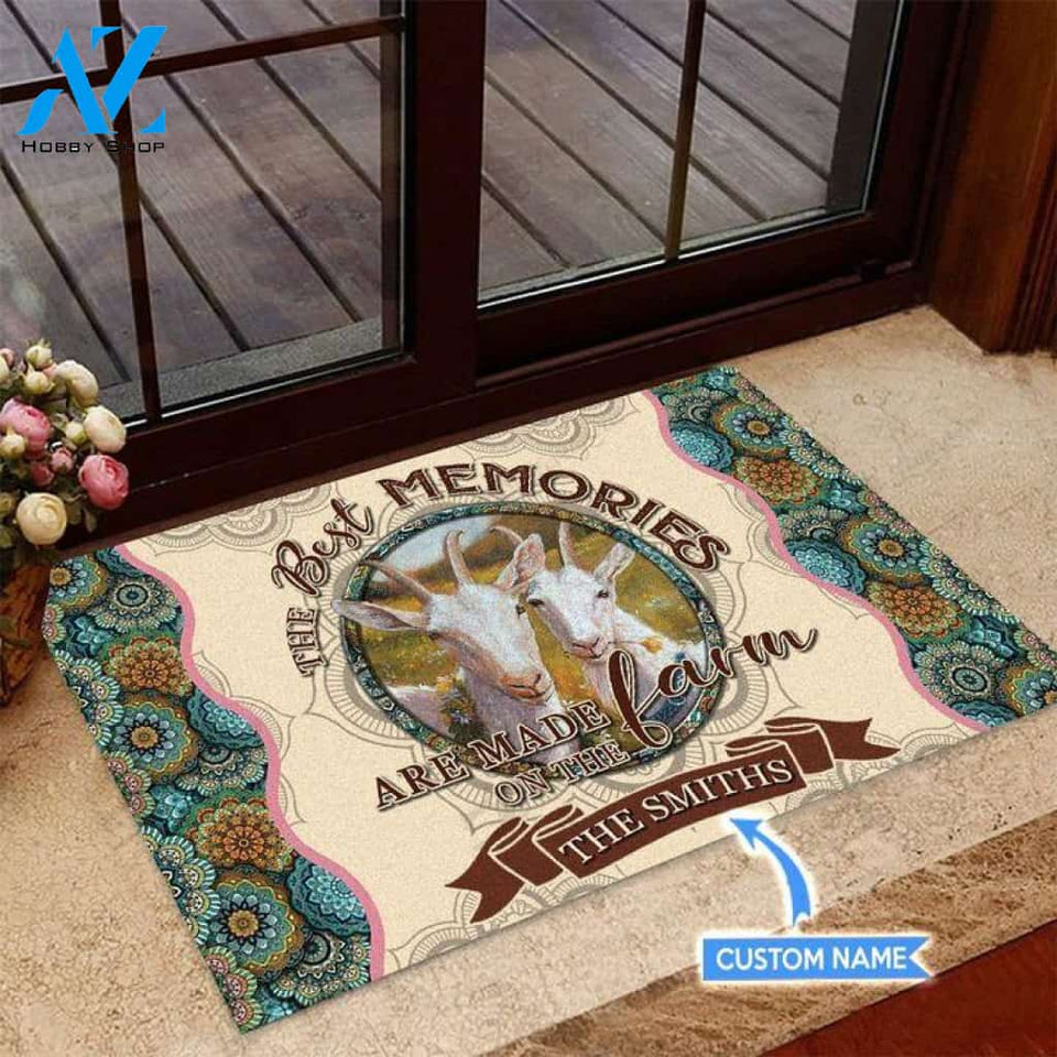 Goat Made On The Farm Mandala Custom Doormat