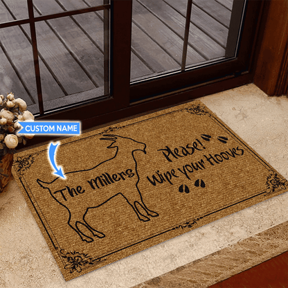 Goat Please Wipe Your Hooves Personalized Custom Name Doormat Welcome Mat