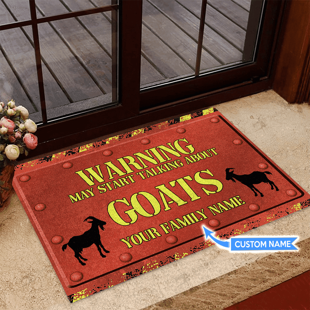 Goat Warning Start Talking Personalized Custom Name Doormat Welcome Mat