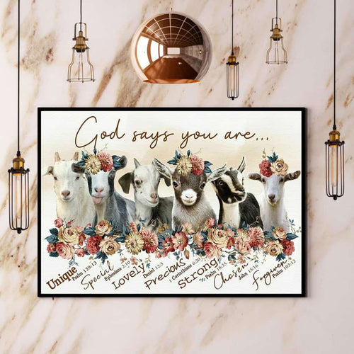 Goats God Says You Are Unique Special Lovely Paper Poster No Frame Matte Canvas Wall Decor