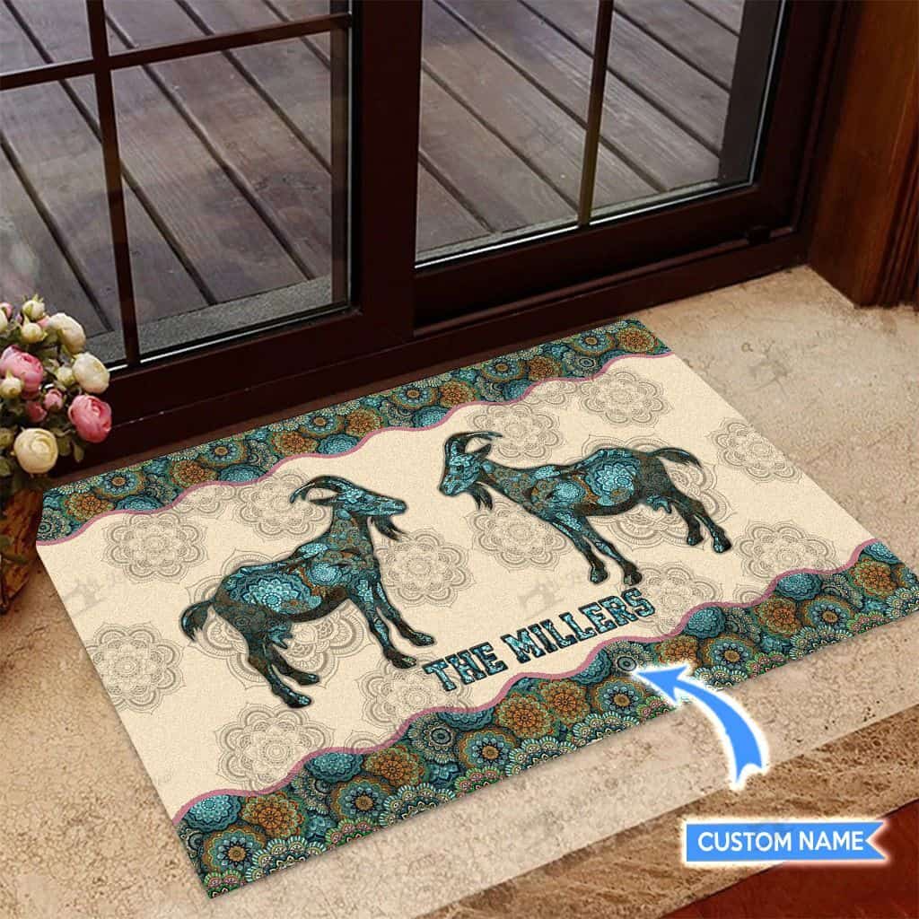 Goats Mandala Personalized Custom Name Doormat Welcome Mat