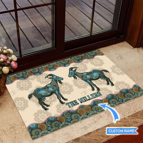 Goats Mandala Personalized Custom Name Doormat Welcome Mat