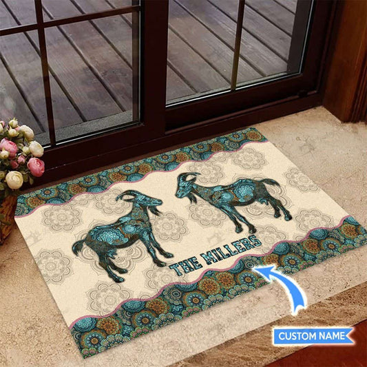 Goats Mandala Personalized Custom Name Doormat Welcome Mat