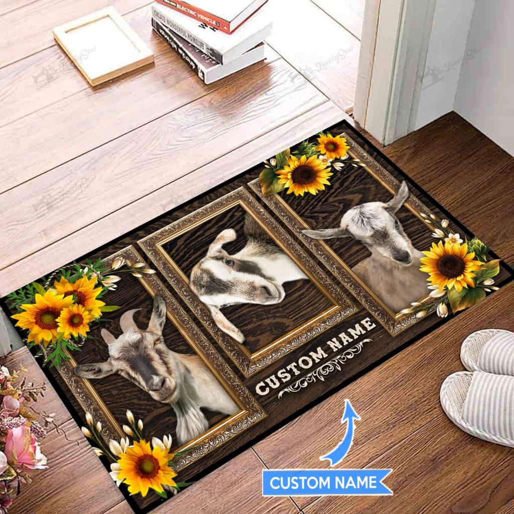 Goats Personalized Custom Name Doormat Welcome Mat