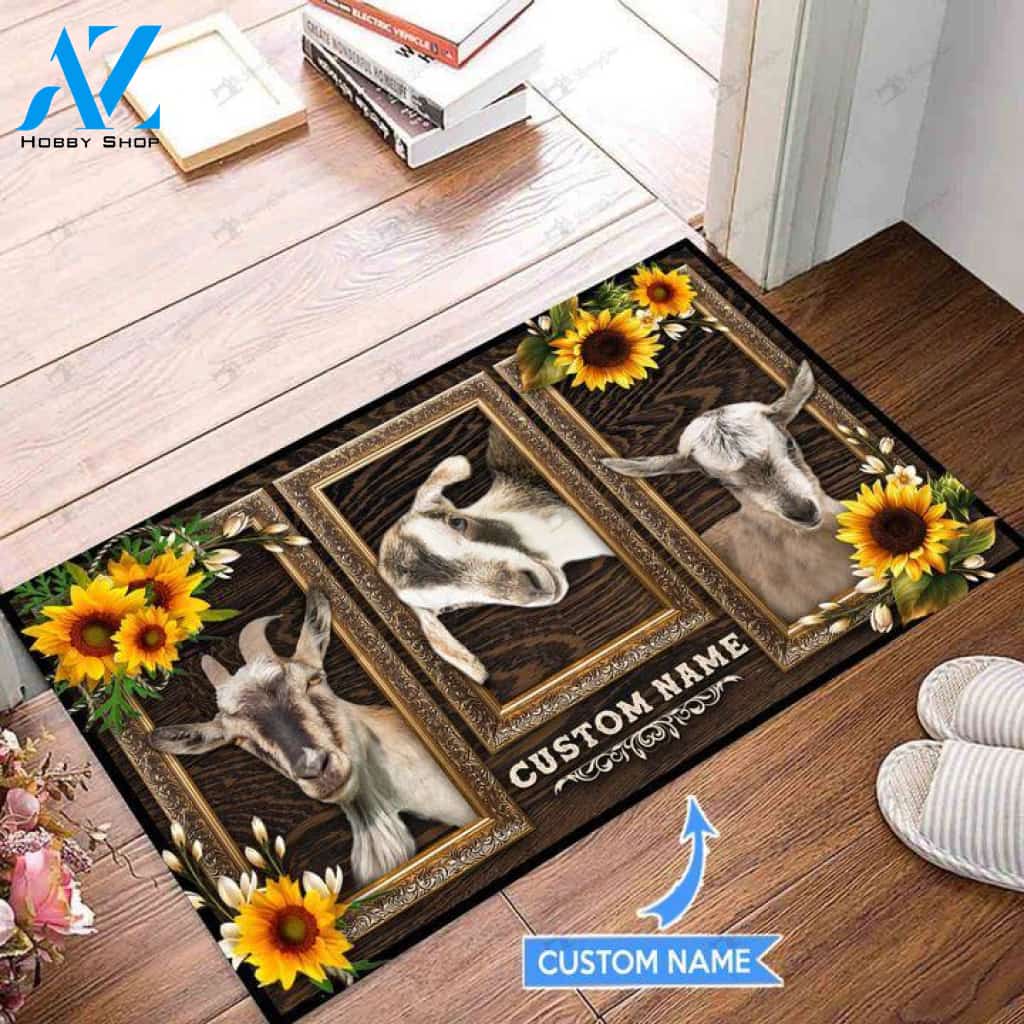 Goats Sunflower Custom Doormat | Welcome Mat | House Warming Gift