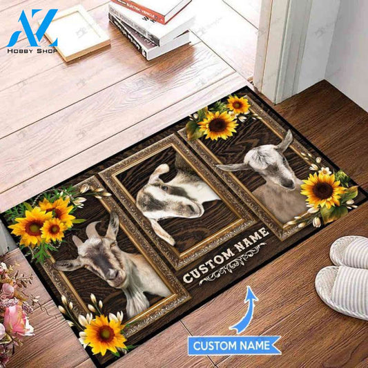 Goats Sunflower Custom Doormat | Welcome Mat | House Warming Gift