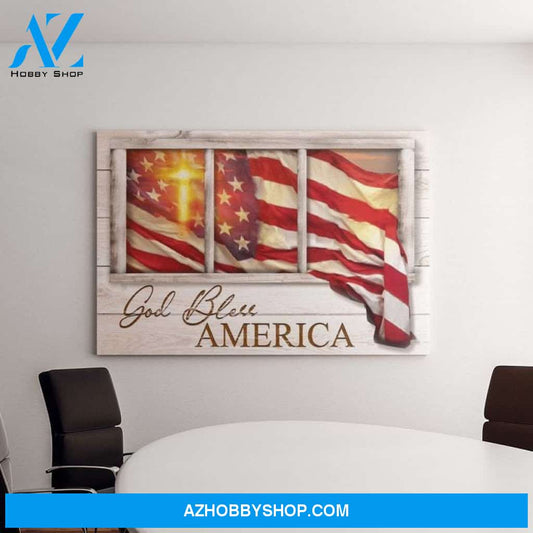 God Bless America Canvas, American Flag 4Th Of July Gift, Independence Day Gift 2
