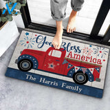 God Bless America Family Name Car Custom Doormat Personalized Doormat Housewarming Gift Custom Welcome Mat