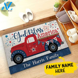 God Bless America Family Name Car Custom Doormat Personalized Doormat Housewarming Gift Custom Welcome Mat