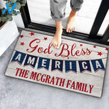 God Bless America Family Name Custom Doormat Personalized Doormat Housewarming Gift Custom Welcome Mat