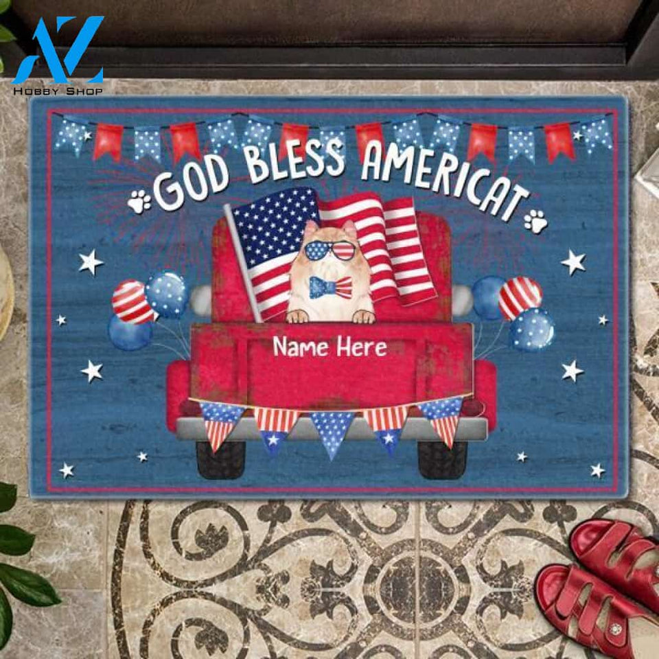 God Bless Americat 4th Of July Customized Doormat | Welcome Mat | House Warming Gift