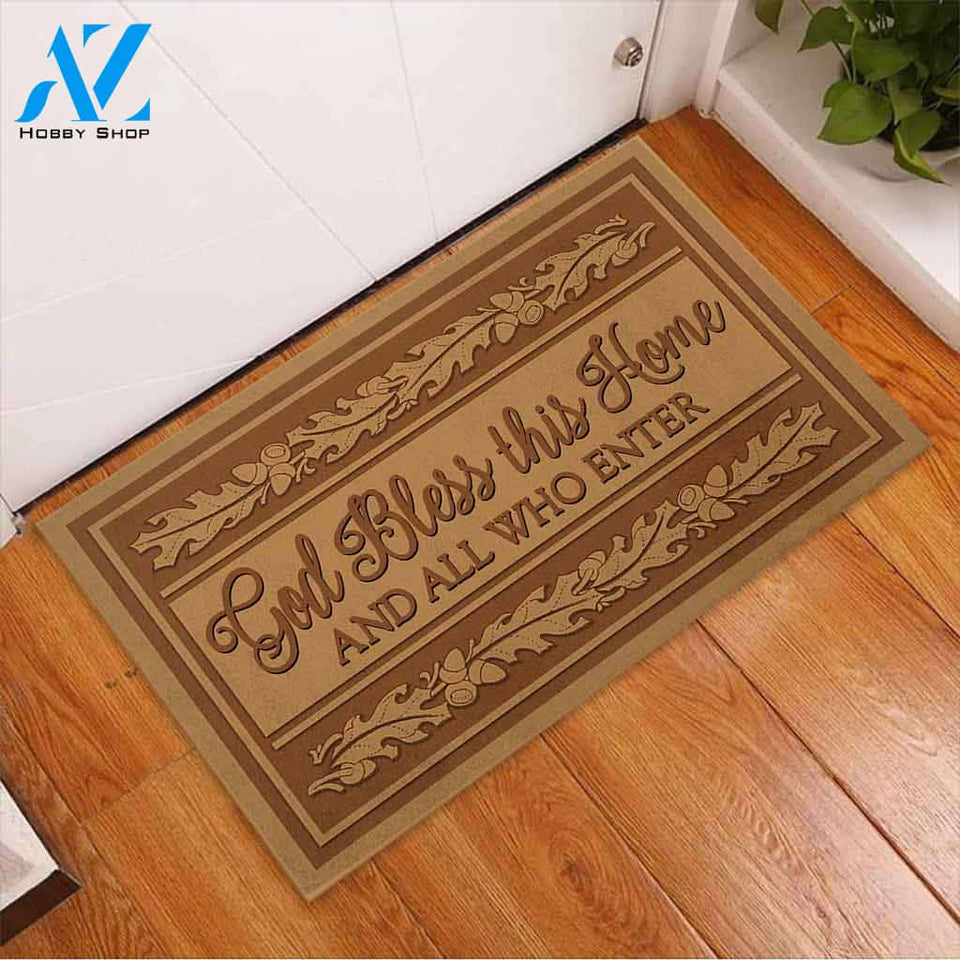 God Bless This Home - God Coir Pattern Print Doormat