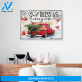 God Bless Us Every One Cardinal Christmas Canvas Wall Art