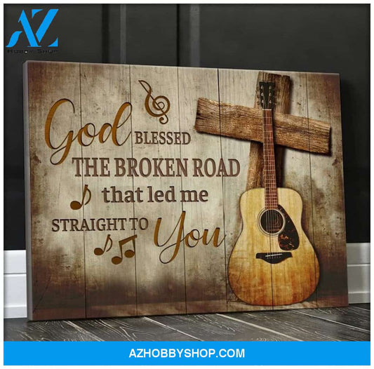 God Blessed Guitar Wall Art Canvas