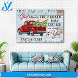 God blessed the broken road Christmas car - Personalized canvas