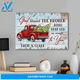 God blessed the broken road Christmas car - Personalized canvas