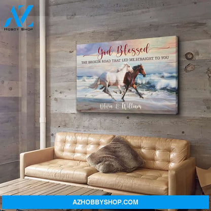 God Blessed The Broken Road - Personalized Custom Name Canvas