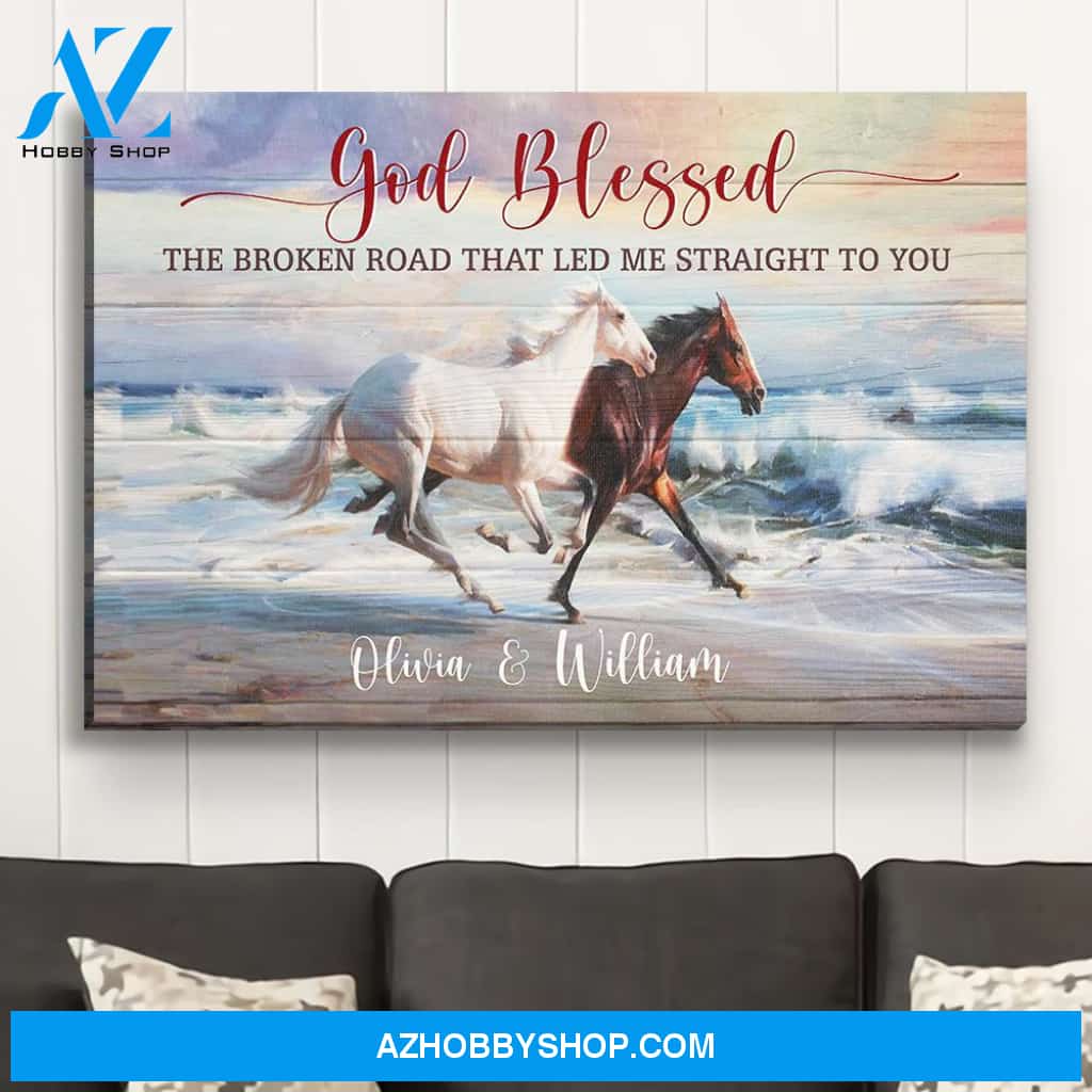 God Blessed The Broken Road - Personalized Custom Name Canvas