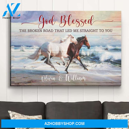 God Blessed The Broken Road - Personalized Custom Name Canvas