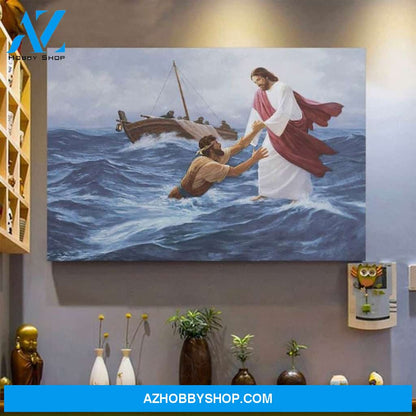 God Canvas | Jesus Christ Walking On Water Canvas, Poster | Communion Gift | Jesus Canvas, Poster - New Year Gift, Christmas Gift