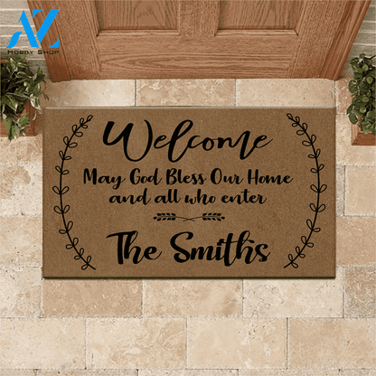 God Doormat Customized May God Bless Our Home | Welcome Mat | House Warming Gift