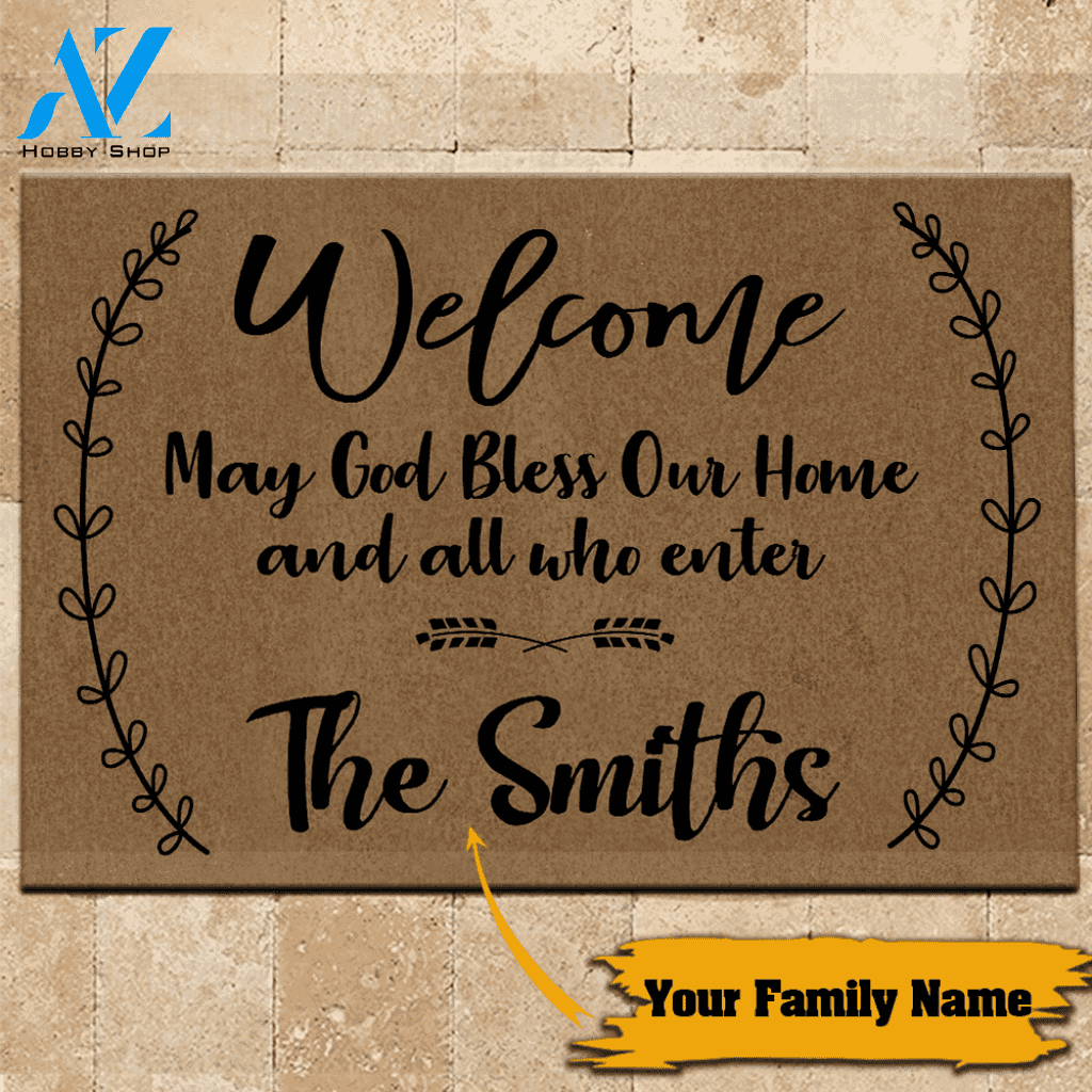 God Doormat Customized May God Bless Our Home | Welcome Mat | House Warming Gift