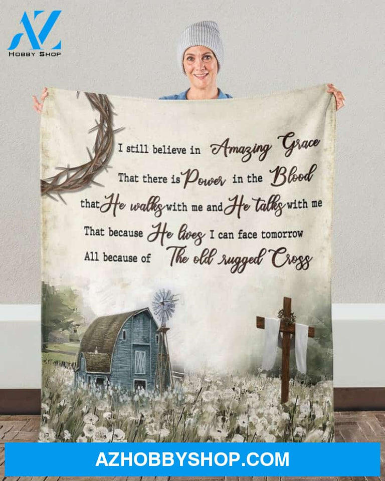 God Fleece blanket - I Still Belive in Amazing Grace, Gift For Family Friends Gift Home Decor Bedding Couch Sofa Soft And Comfy Cozy