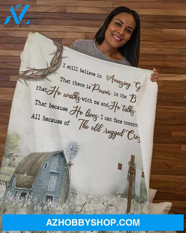 God Fleece blanket - I Still Belive in Amazing Grace, Gift For Family Friends Gift Home Decor Bedding Couch Sofa Soft And Comfy Cozy