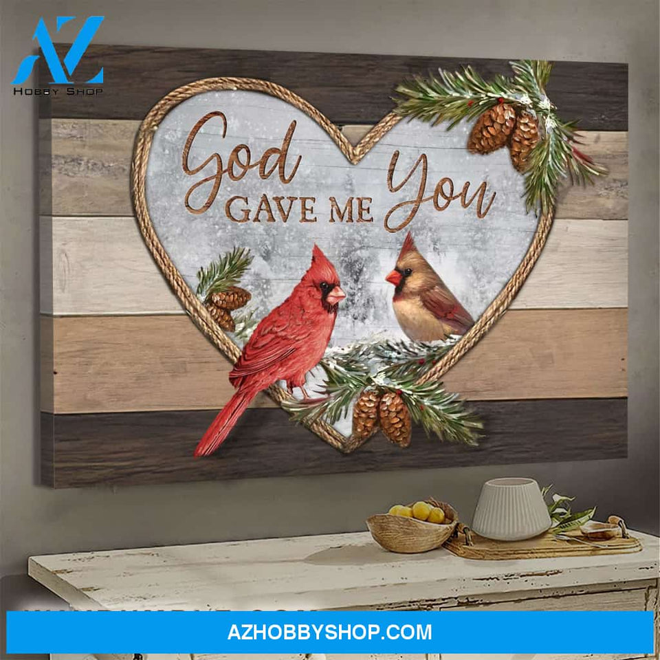 God gave me you - Jesus, Winter forest, Cardinal painting Landscape Canvas Prints, Wall Art