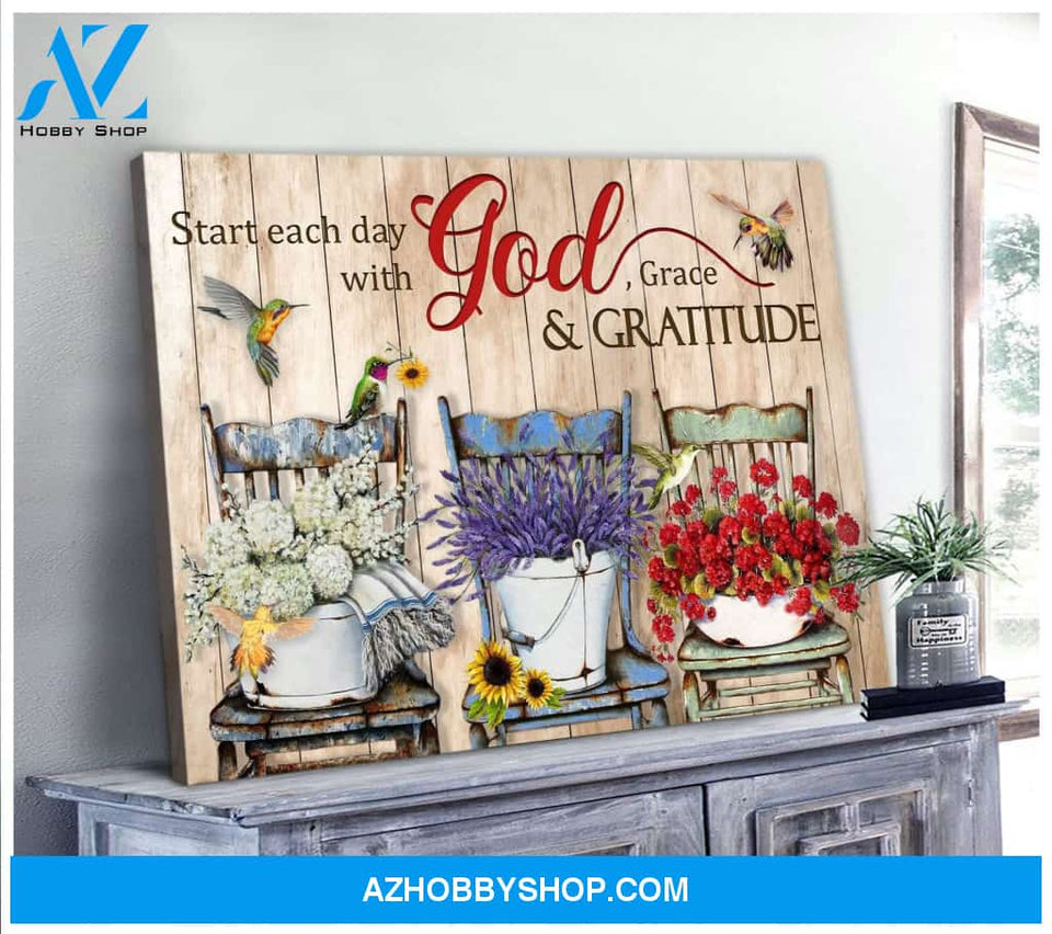 God Grace Gratitude Hummingbird Wall Art Canvas