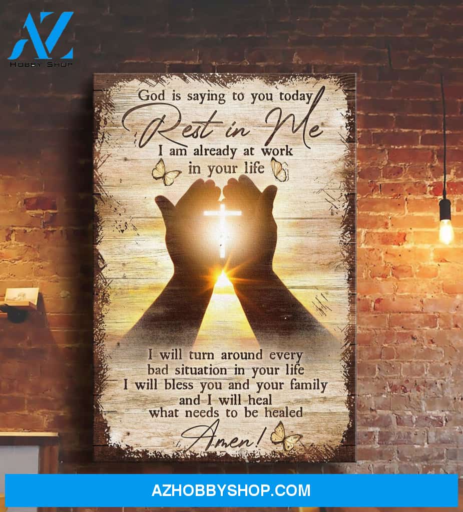 God is saying to you today, Rest in me Jesus Portrait Canvas Prints, Wall Art