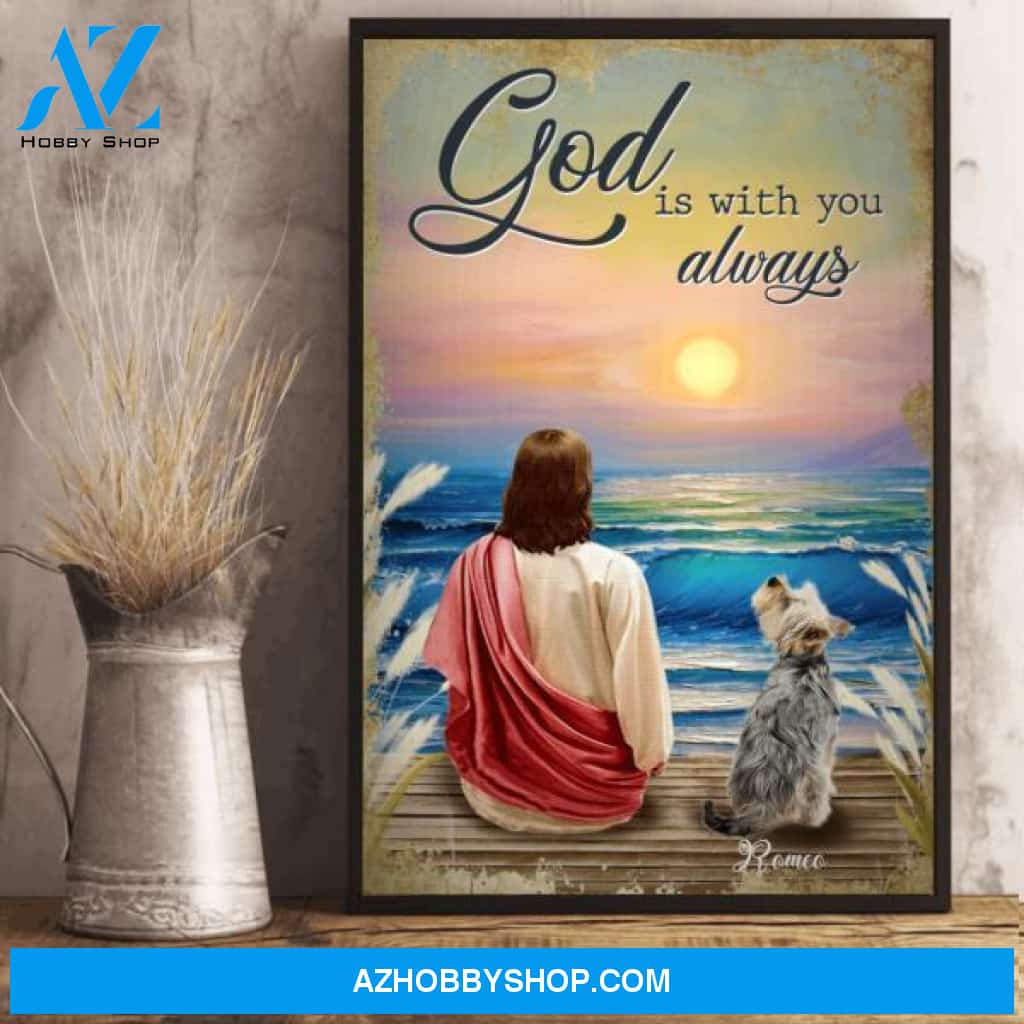 God Is With You Always Beach - Personalized Poster - Dog Lovers