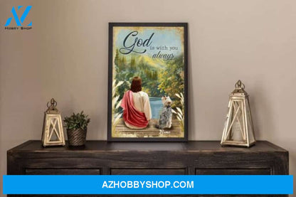 God Is With You Always Mountain Landscape - Personalized Poster - Dog Lovers