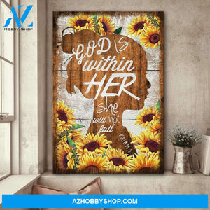 God is within her, she will not fail Jesus Portrait Canvas Prints, Wall Art