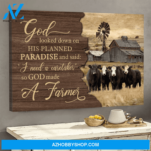 God Jesus Horizontal Canvas Wall Art - God Wall Art - I Need A Caretaker So God Made A Farmer