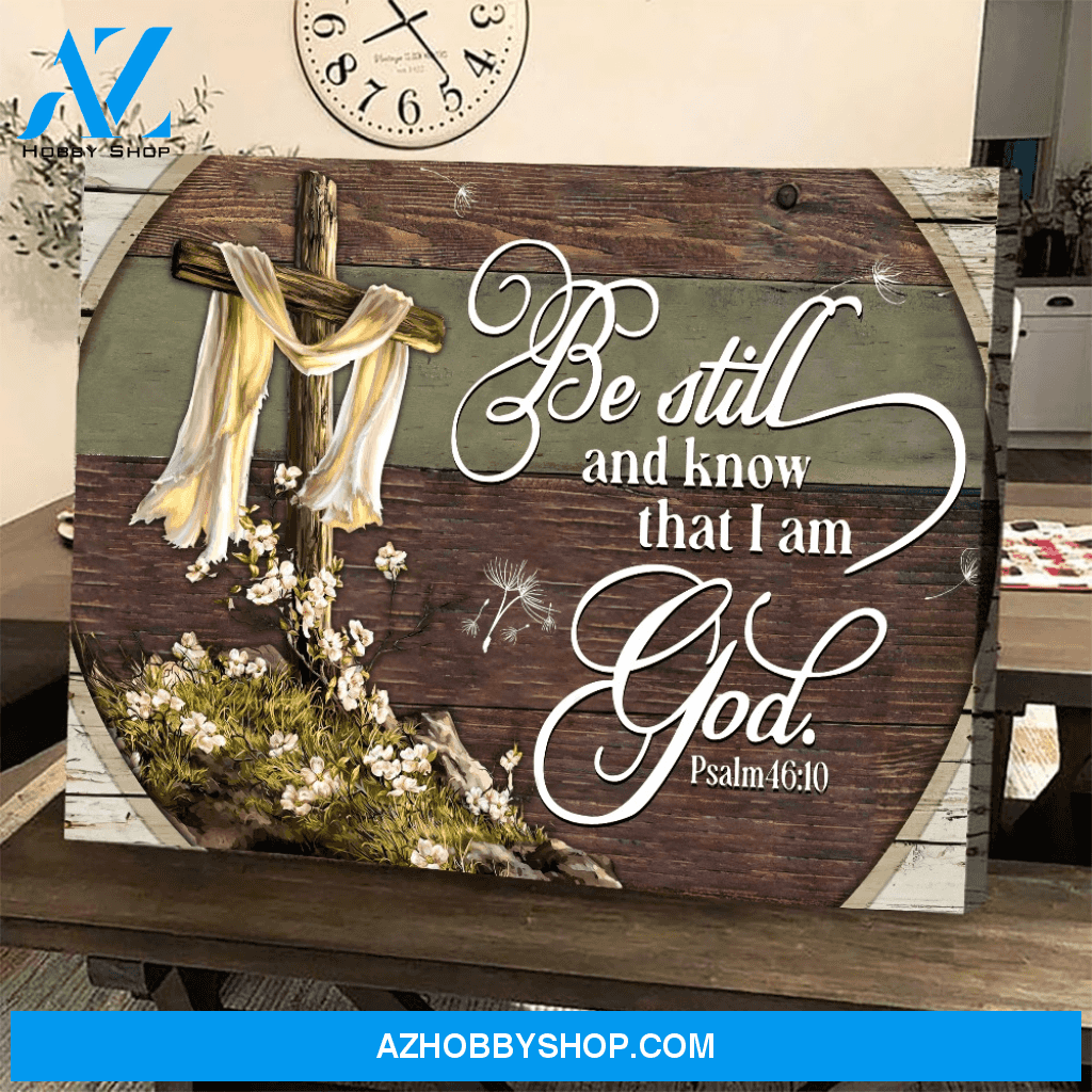 God Jesus Horizontal Canvas Wall Art - God Wall Art - Pslam 46:10 - I Am God