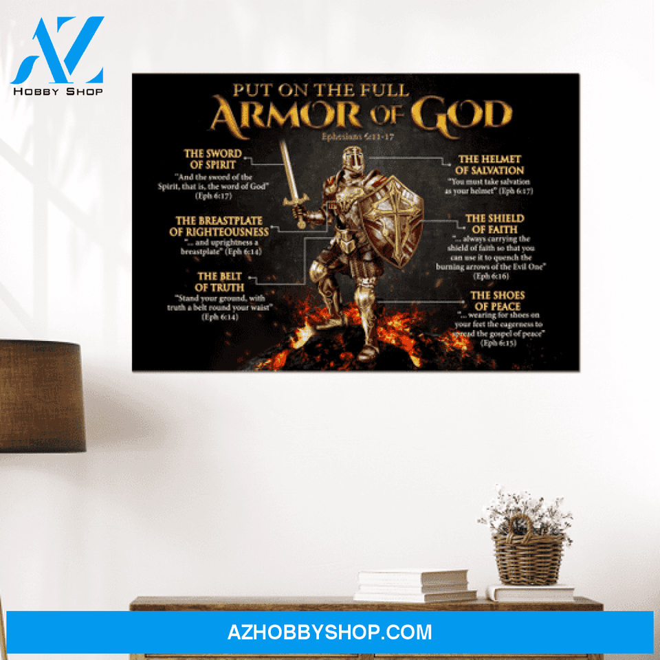 God Jesus Horizontal Canvas Wall Art - God Wall Art - Put On The Full Amor Of God