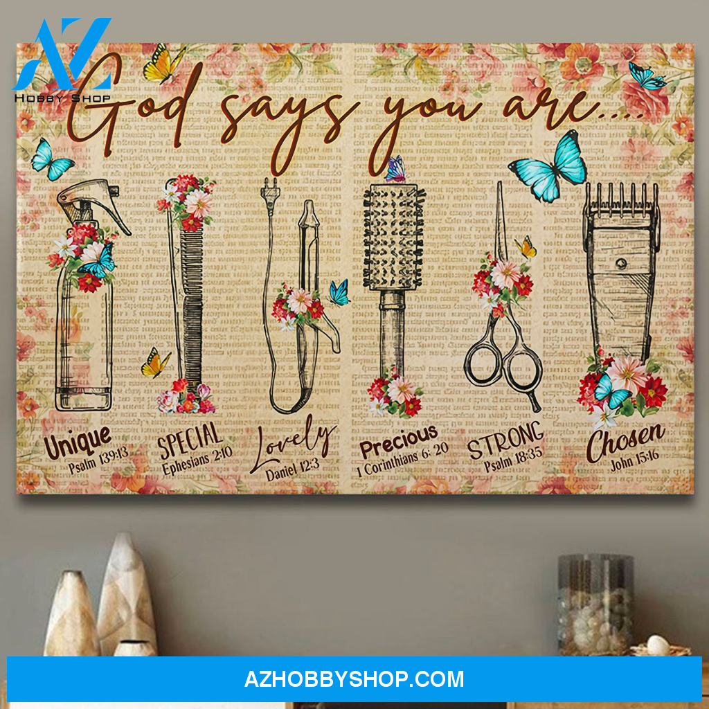 God Jesus Horizontal Canvas Wall Art - God Wall Art - God Says You Are - Hairdresser