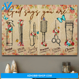 God Jesus Horizontal Canvas Wall Art - God Wall Art - God Says You Are - Hairdresser
