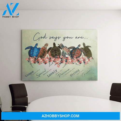 God Jesus Horizontal Canvas Wall Art - God Wall Art - God Says You Are - Turtles