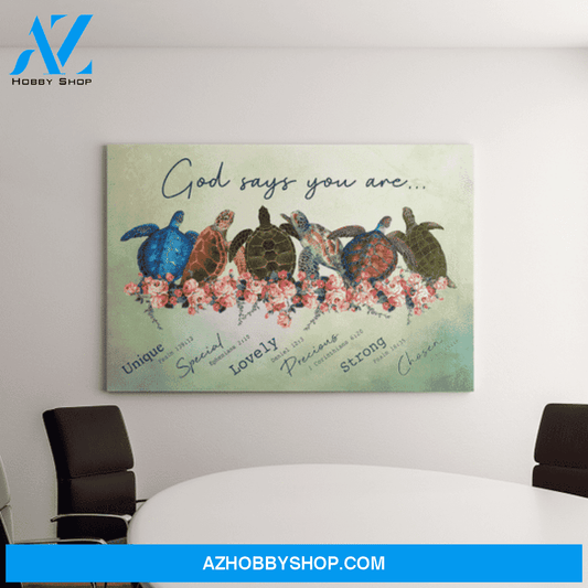 God Jesus Horizontal Canvas Wall Art - God Wall Art - God Says You Are - Turtles