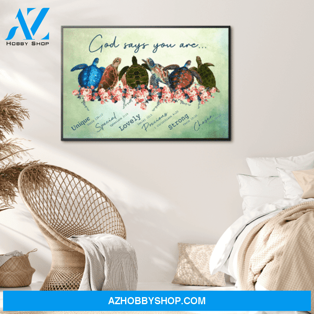 God Jesus Horizontal Canvas Wall Art - God Wall Art - God Says You Are - Turtles