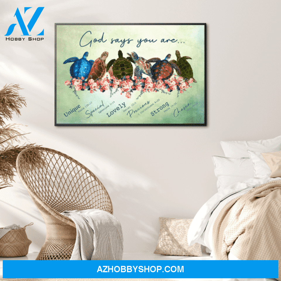God Jesus Horizontal Canvas Wall Art - God Wall Art - God Says You Are - Turtles
