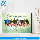 God Jesus Horizontal Canvas Wall Art - God Wall Art - God Says You Are - Turtles