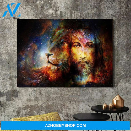 God Jesus Landscape Canvas Wall Art - God Wall Art - God And Lion