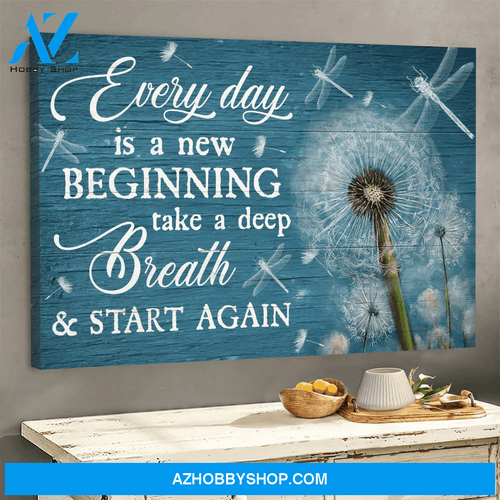 God Jesus Landscape Canvas Wall Art - God Wall Art - Jesus, Dandelion, Dragonfly - Everyday Is A New Beginning