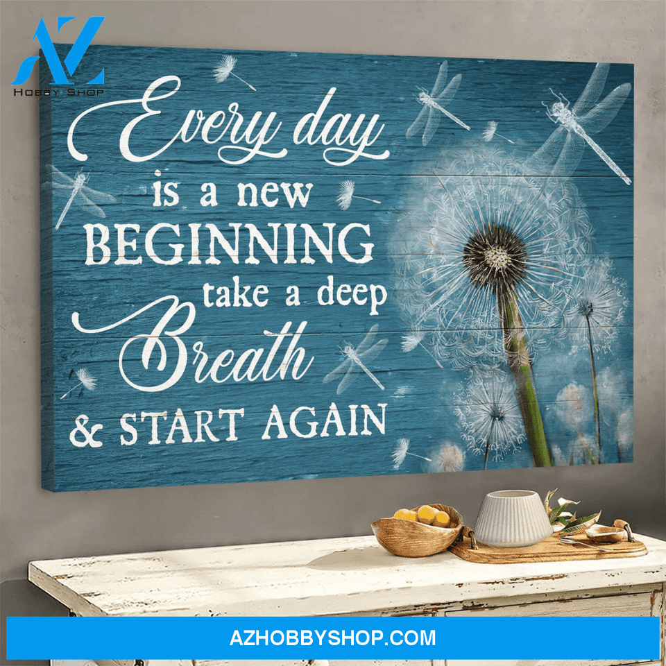 God Jesus Landscape Canvas Wall Art - God Wall Art - Jesus, Dandelion, Dragonfly - Everyday Is A New Beginning